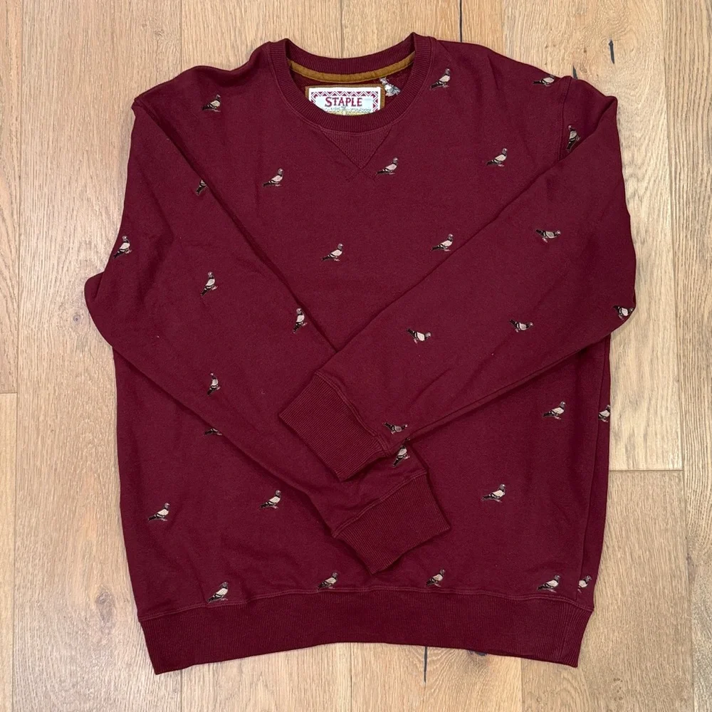 Staple Pigeon Men’s All Over Embroidered Crewneck Sweater Large - Picture 2 of 7